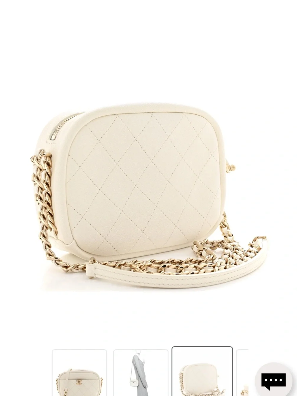 Chanel Goatskin Quilted Small Casual Trip Camera Case White